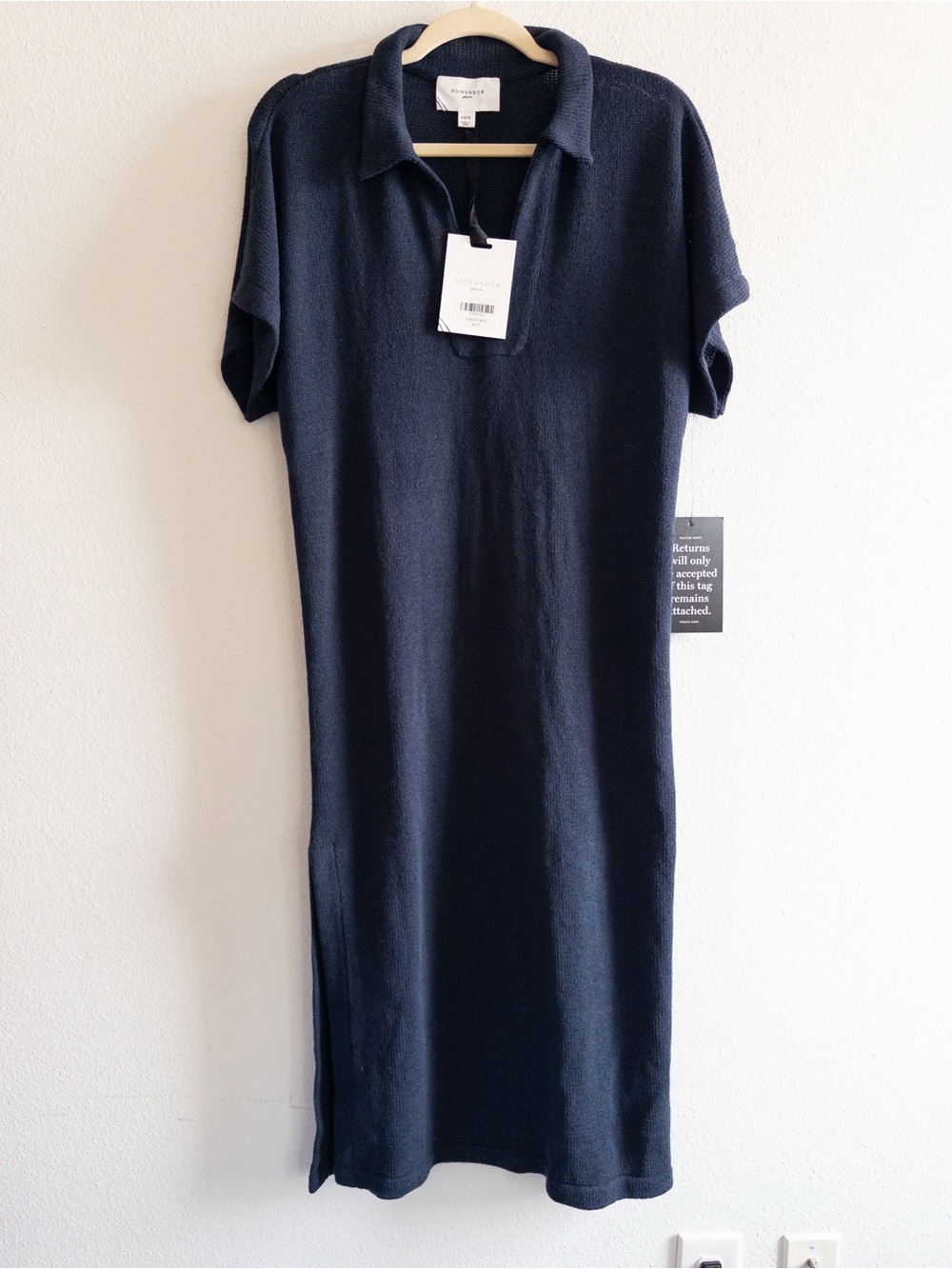 NWT Pomander Place Navy Knit Collared Dress size XS/S
